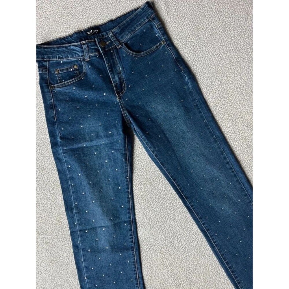 Bebe All Over Rhinestoned Straight Jeans Womens 25